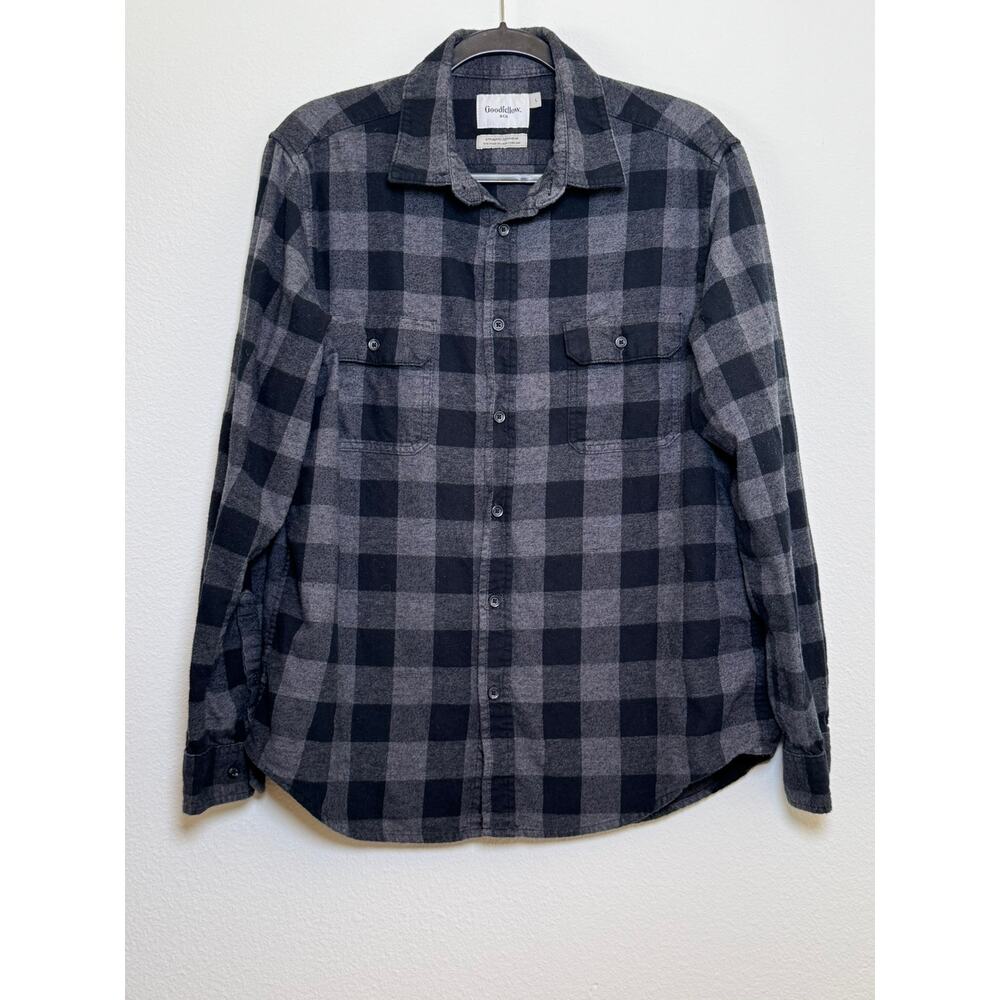 Goodfellow Buffalo Plaid Flannel Button Down Shirt  – Black / Grey – Men's Large